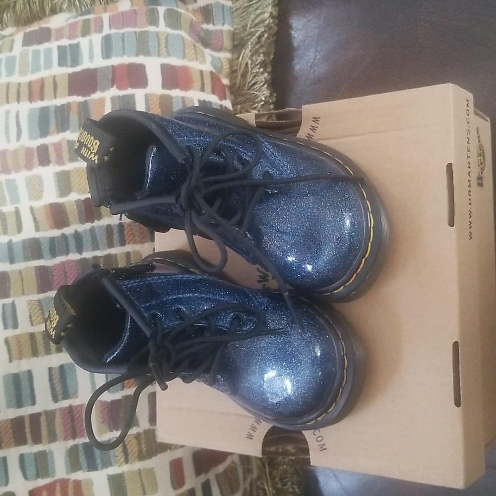 Dr Martens 1460 Blue Cosmic Glitter Boots - Picture 11 of 15